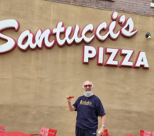 Heart-shaped pizza from Santucci’s for Valentine’s Day